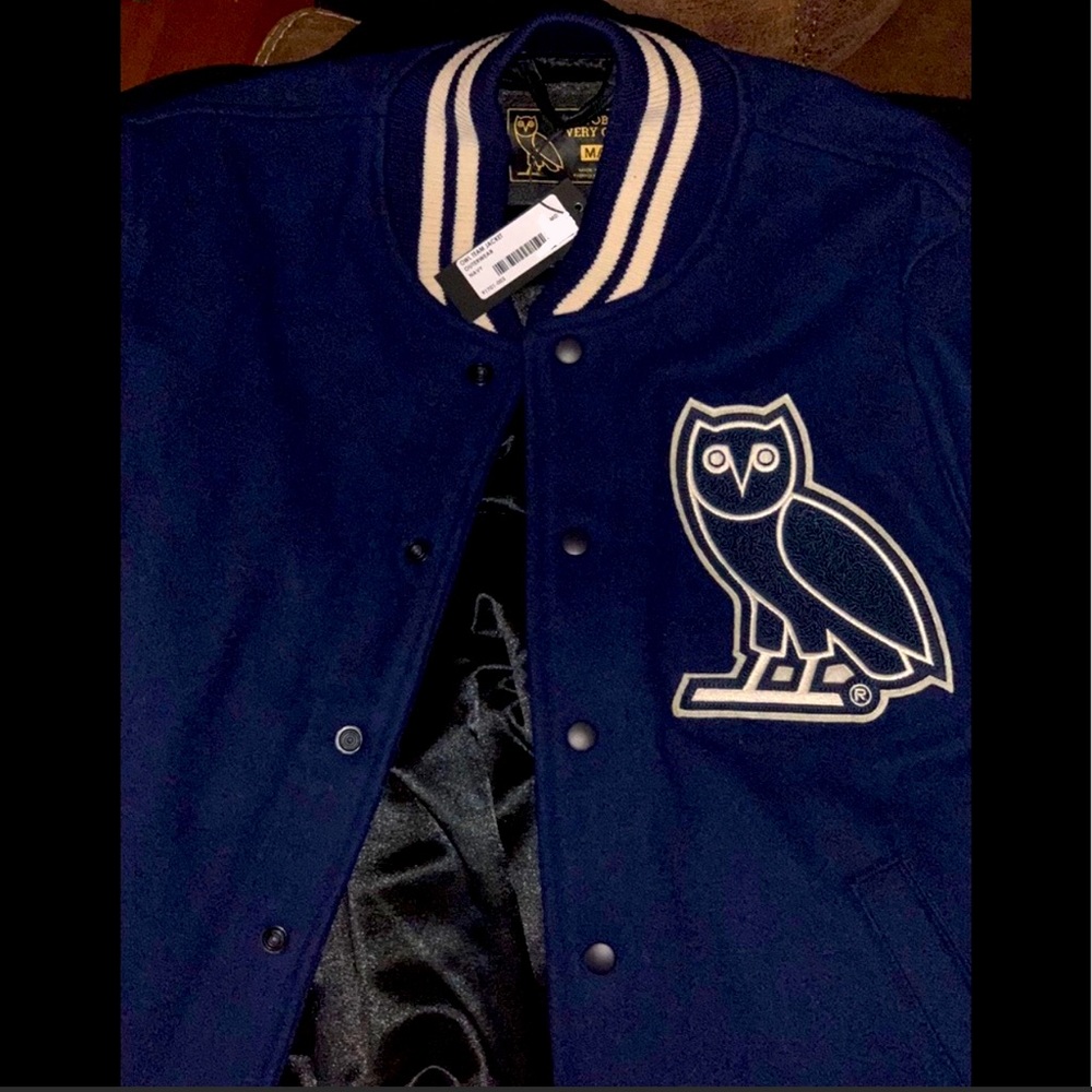 OVO Team Owl Varsity Jacket - Navy Blue NWT - Picture 2 of 3